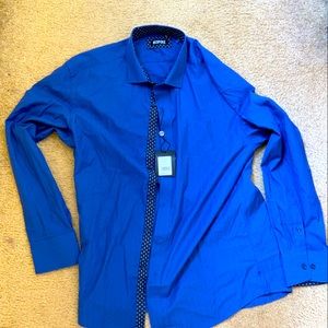 Bespoke - Royal Blue Button Down Shirt, Size: XL